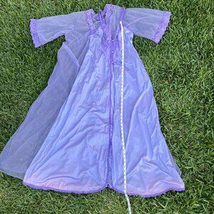 Purple vintage slip sleep dress and robe